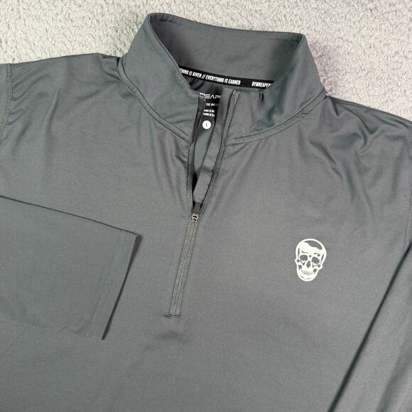 Gymreapers 1/4 Zip Pullover Mens L Gray Long Sleeve Workout Skull Performance - Picture 1 of 10